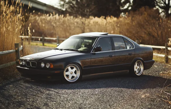 Бмв, BMW, черная, black, tuning, E34, 525, 5 серия