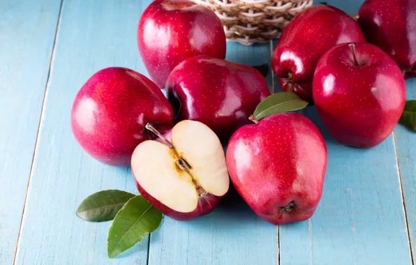 Картинка яблоки, red, фрукты, fresh, wood, fruit, apples