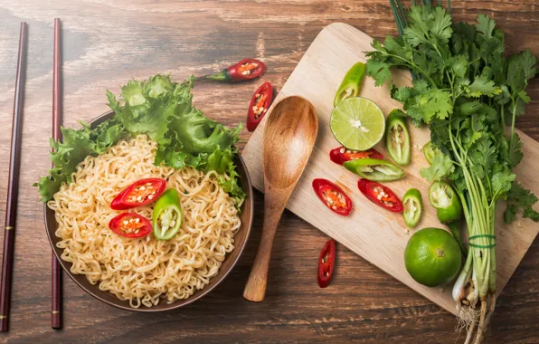 Лайм, Thailand, петрушка, asian, chili, чили, лапша, bowl