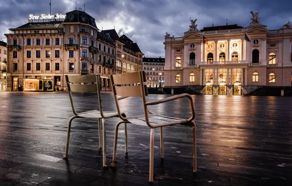 Картинка город, стулья, Zürich