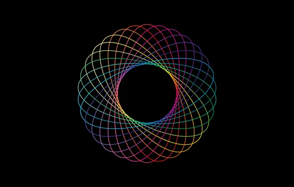 Картинка линии, абстракция, цвет, круг, радуга, кольцо, объем