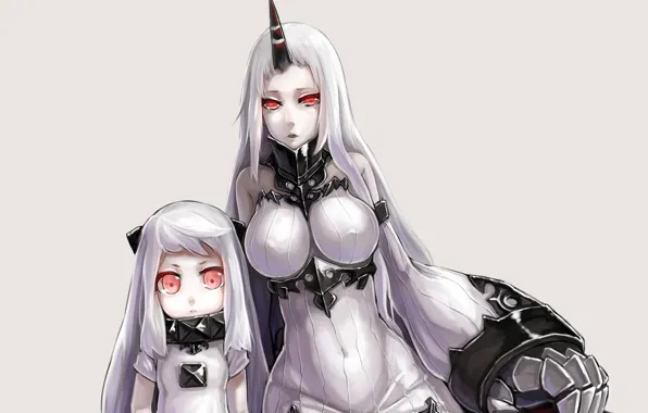 Девушка, игра, арт, красавица, девочка, красные глаза, Anime, рог