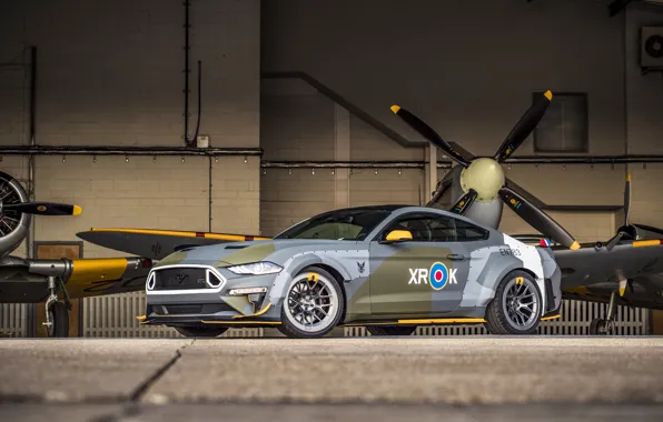 Ford, Ангар, 2018, Supermarine Spitfire, RAF, Королевские ВВС, Mustang GT, Eagle Squadron