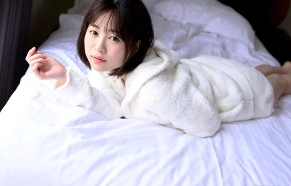 Beautiful, Asian, Model, Bed, Woman, Lying Down, Laying, Pretty