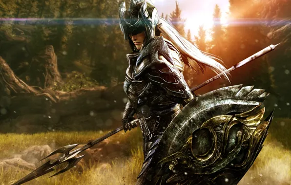 Armor, forests, Skyrim, Elven Soldier