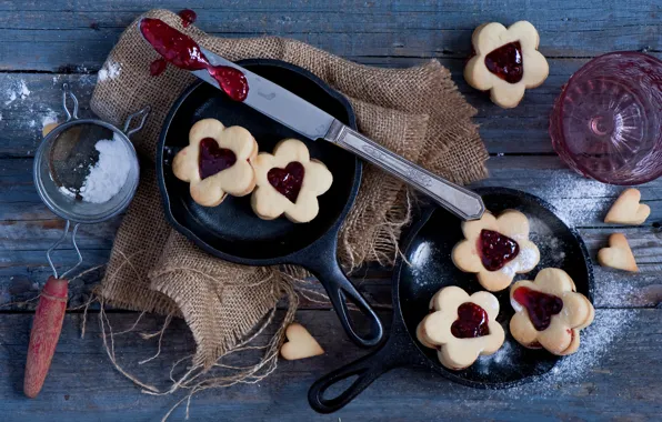 Печенье, джем, Valentine cookies