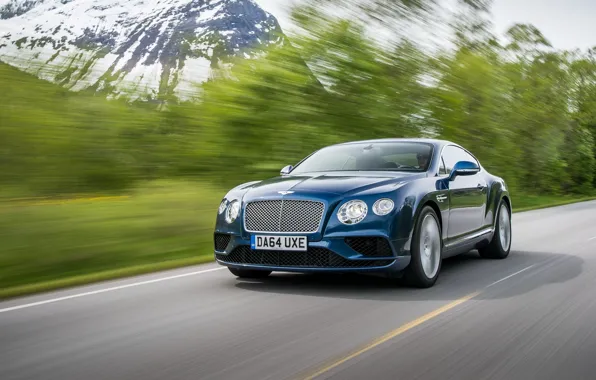 Синий, Bentley, Continental, бентли, континенталь, 2015
