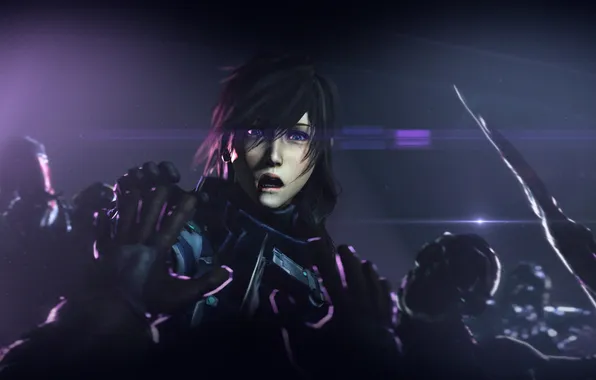 Картинка девушка, лицо, смерть, темно, рука, Final Fantasy, Lightning