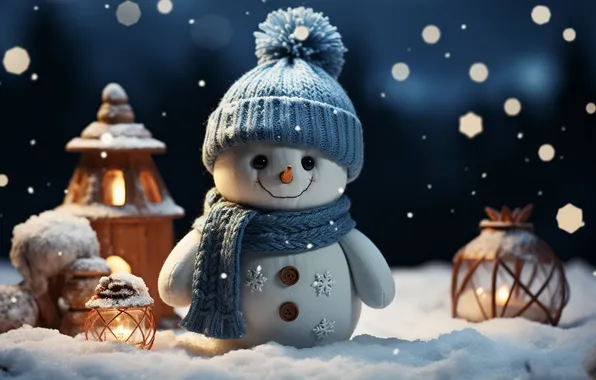 Зима, снег, Рождество, Новый год, снеговик, Christmas, winter, snow