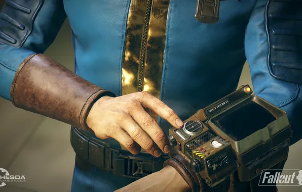 Крупный план, арт, Fallout, wallpaper., Bethesda Game Studios, Fallout 76, Vault Suit in armor, персонаж …