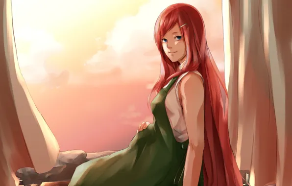Сидит, naruto, art, кушина, kushina uzumaki
