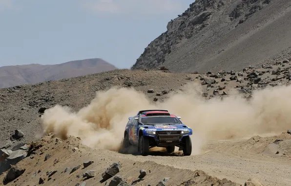 Картинка Горы, Пыль, Спорт, Volkswagen, Touareg, Rally, Dakar, Внедорожник