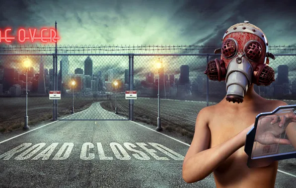 Girl, biohazard, danger, mask, pandemic, virus, hazard