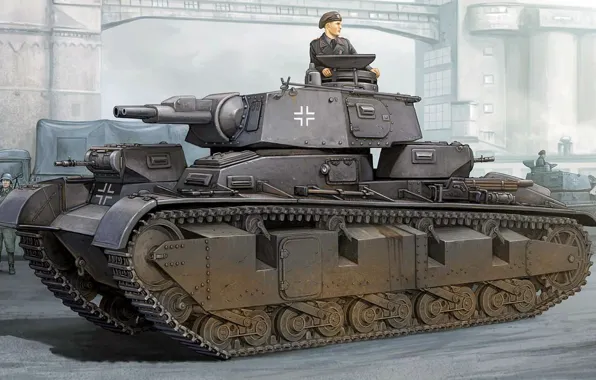 Рисунок, арт, Panzerkampfwagen, Neubaufahrzeug, Nb.Fz., машина новой постройки, Rheinmetall-Borsig AG, германский опытный тяжёлый танк