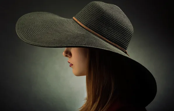 Картинка девушка, шляпа, профиль