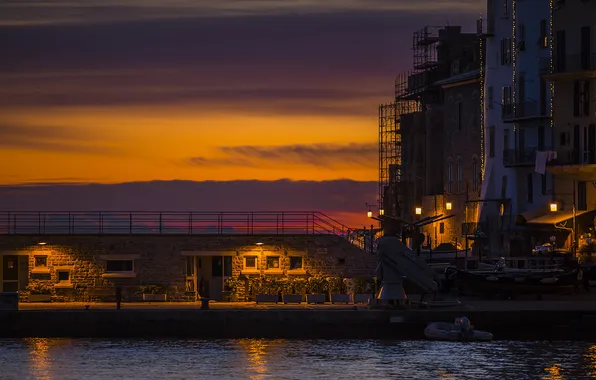 Картинка sunset, water, night, port