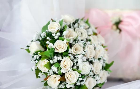 Картинка цветы, розы, букет, свадьба, flowers, bouquet, roses, wedding