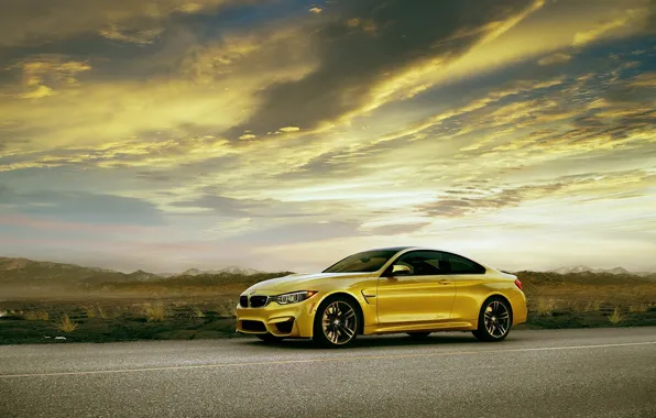 Картинка BMW, yellow, Coupe, front, F82, automotive photography