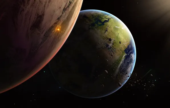Звезды, Планета, Космос, Планеты, Planets, Арт, Stars, Space