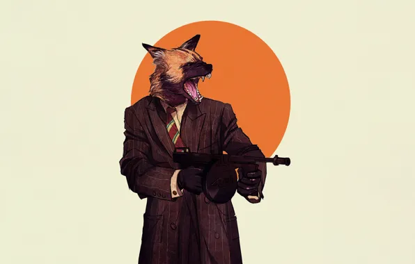 Минимализм, Кот, Стиль, Фон, Автомат, Арт, Art, Style