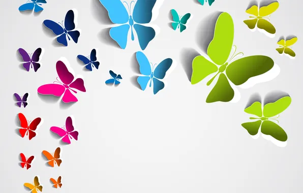 Бабочки, фон, цветные