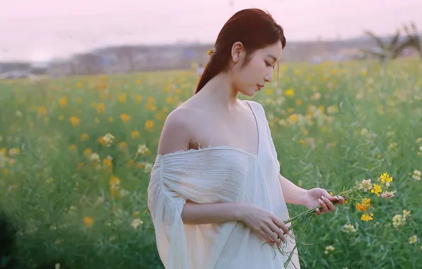 Beautiful, Asian, Model, Flowers, Woman, Cute, Pretty, Japanese