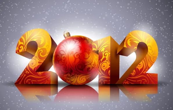 Праздник, новый год, цифры, 2012, число, год, роспись