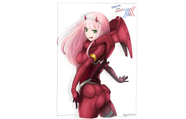 Девушка, улыбка, рамка, 002, Darling In The Frankxx, Милый во Франксе, Zero Two