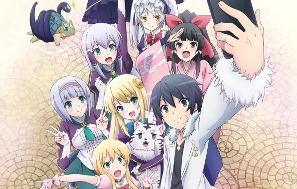 Girl, anime, boy, friends, japanese, smartphone, mahou, In Another World With My Smartphone