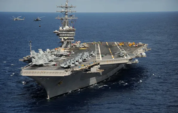 Картинка море, авианосец, USS, типа «Нимиц», Dwight D. Eisenhower, (CVN-69)