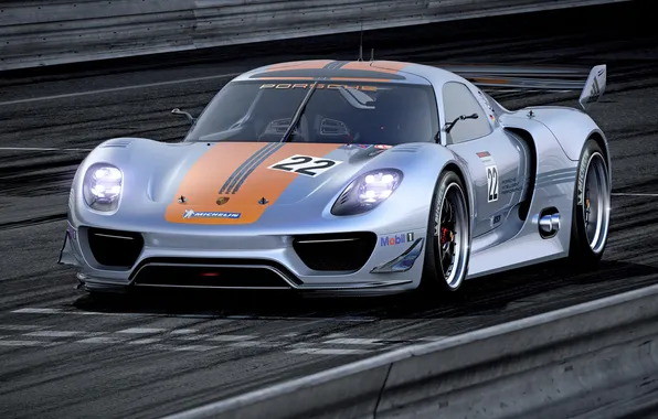 Картинка Concept, фары, Porsche, автомобиль, 918, передок, RSR