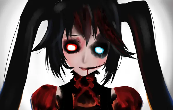 Картинка девушка, готика, кровь, vocaloid, hatsune miku