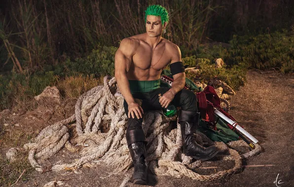 Аниме, парень, сидит, One Piece, персонаж