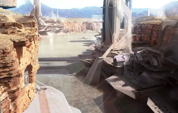 Rocks, angars, canyon city