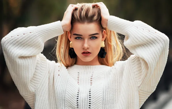Girl, White, Eyes, Sight