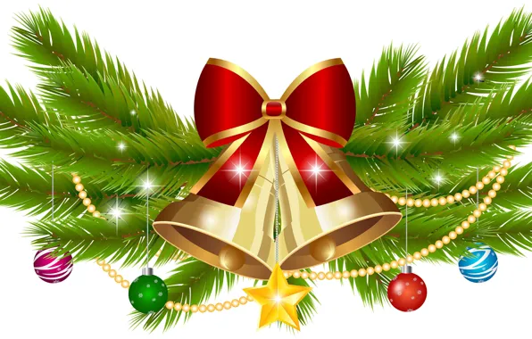 Украшения, шары, елка, Новый Год, бусы, колокольчики, New Year, Happy