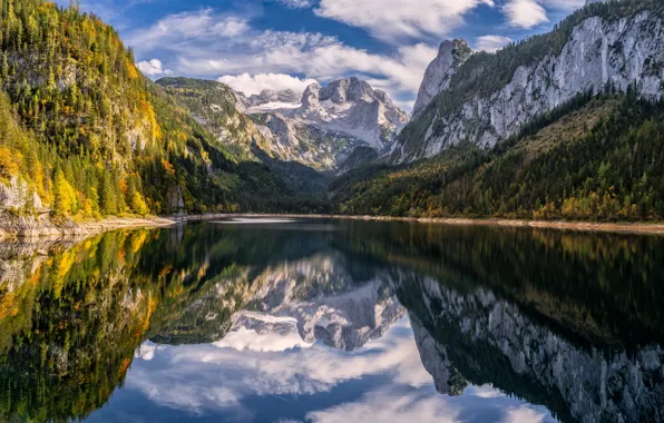 Природа, Горы, Осень, Озеро, Австрия, Альпы, Пейзаж, Nature