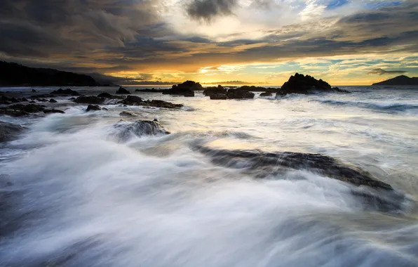 Море, пейзаж, закат