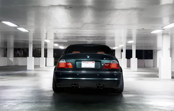 Картинка BMW, E46, Rear view, Parking, Dark green