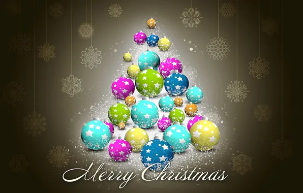 Украшения, снежинки, праздник, шары, елка, новый год, merry christmas