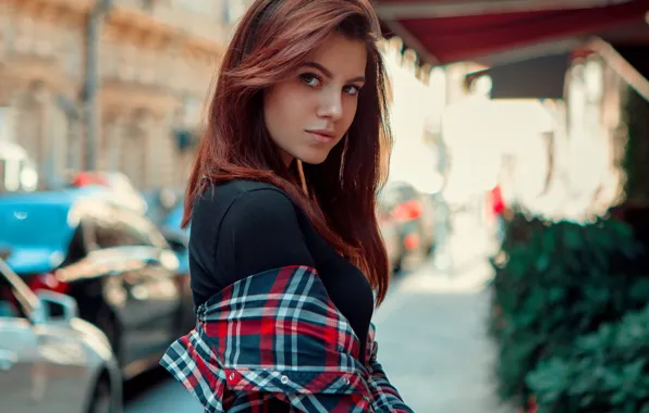 Модель, портрет, красотка, боке