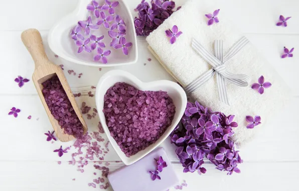 Цветы, полотенце, мыло, relax, спа, spa, соль для ванны