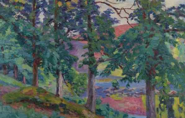 Деревья, картина, импрессионизм, Арман Гийомен, Armand Guillaumin, Пейзаж Крёза