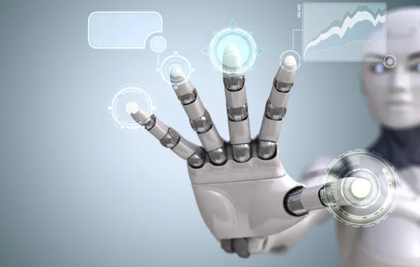 Future, Robot, machine, hi-tech, rendering, digital art, hand, technology