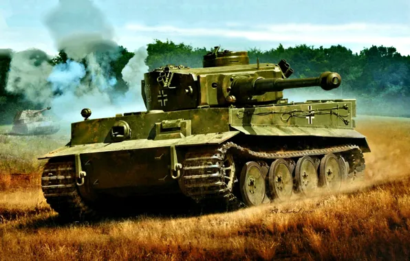 Картинка Рисунок, Германия, танк, Тяжёлый, Вторая Мировая война, Tiger I, WWII, S.Pz.Abt 503