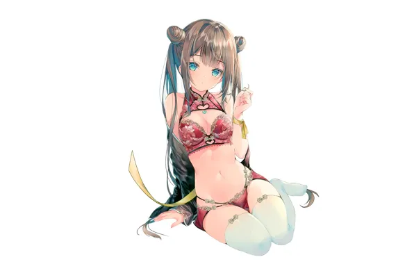 Girl, sexy, cleavage, long hair, dress, boobs, anime, beautiful