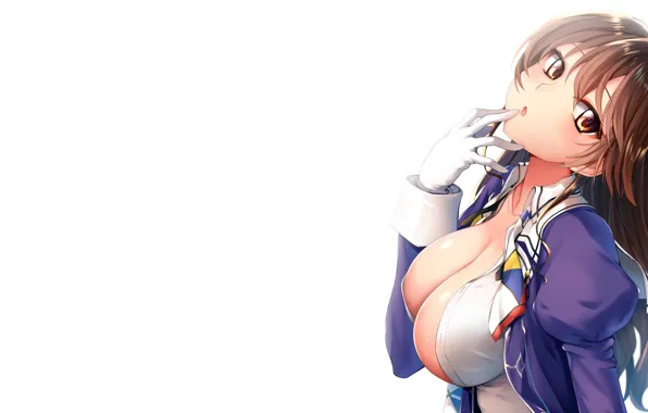 Girl, sexy, long hair, brown hair, boobs, anime, beautiful, pretty