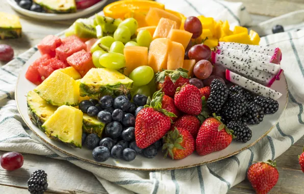 Картинка ягоды, черника, клубника, виноград, фрукты, ежевика, ананс