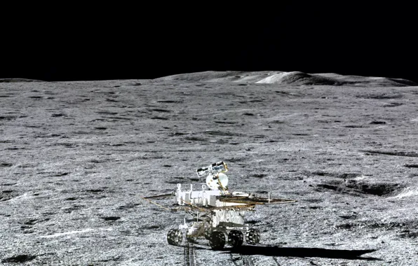 Картинка поверхность, Луна, CNSA, lunar rover Yutu-2, луноход Юйту-2, Чанъэ-4, Китайское национальное космическое управление, Chang'e 4