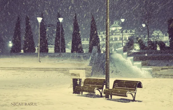City, winter, snow, Азербайджан, nice, capital, Azerbaijan, Baku